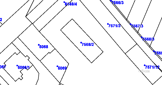 Parcela st. 7568/2 v KÚ Prostějov, Katastrální mapa