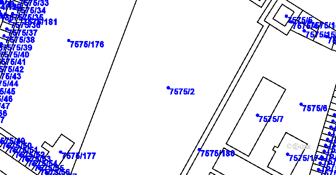 Parcela st. 7575/2 v KÚ Prostějov, Katastrální mapa