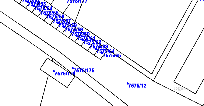 Parcela st. 7575/65 v KÚ Prostějov, Katastrální mapa