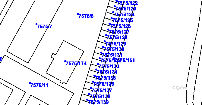Parcela st. 7575/131 v KÚ Prostějov, Katastrální mapa
