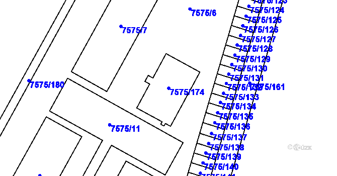 Parcela st. 7575/174 v KÚ Prostějov, Katastrální mapa