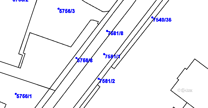 Parcela st. 7581/1 v KÚ Prostějov, Katastrální mapa