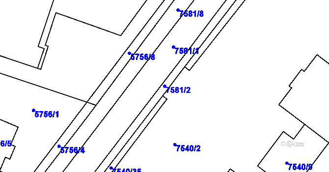 Parcela st. 7581/2 v KÚ Prostějov, Katastrální mapa