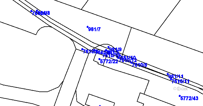Parcela st. 7610/10 v KÚ Prostějov, Katastrální mapa