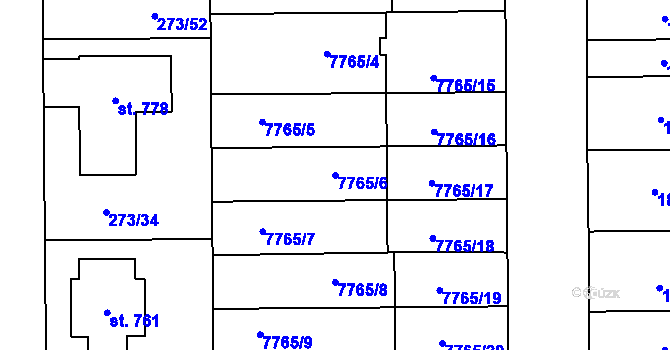 Parcela st. 7765/6 v KÚ Prostějov, Katastrální mapa
