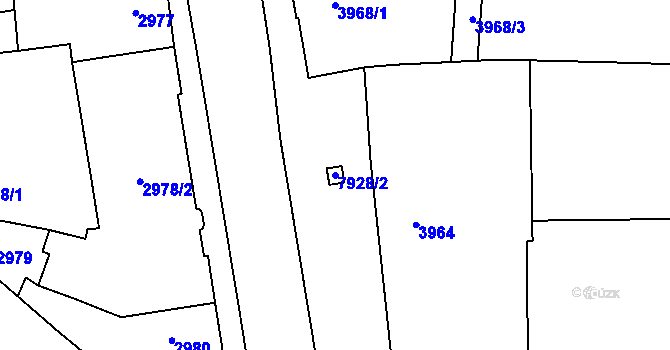 Parcela st. 7928/2 v KÚ Prostějov, Katastrální mapa
