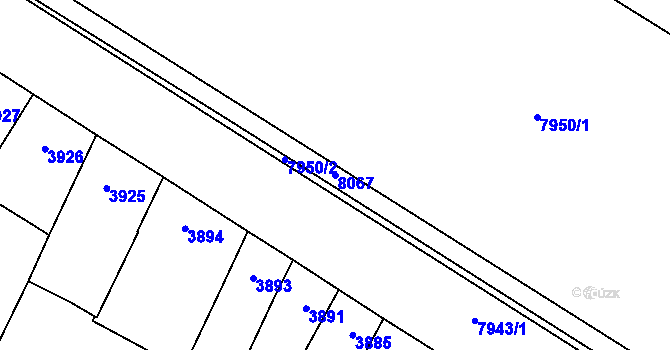 Parcela st. 8067 v KÚ Prostějov, Katastrální mapa