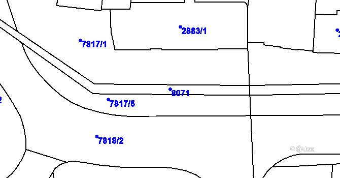 Parcela st. 8071 v KÚ Prostějov, Katastrální mapa