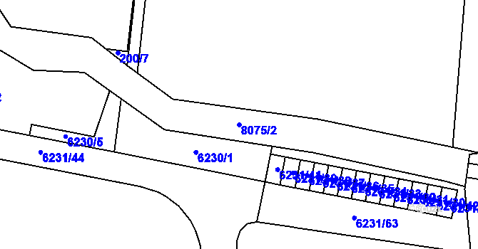 Parcela st. 8075/2 v KÚ Prostějov, Katastrální mapa