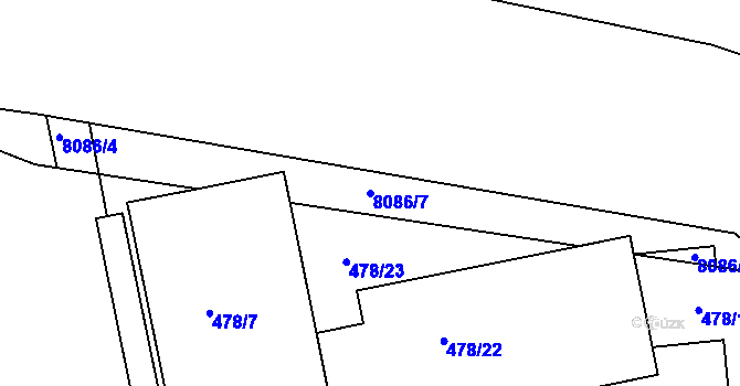Parcela st. 8086/7 v KÚ Prostějov, Katastrální mapa