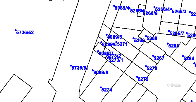 Parcela st. 8089/7 v KÚ Prostějov, Katastrální mapa