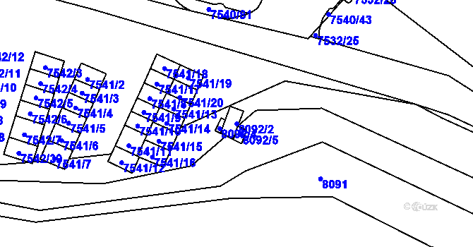 Parcela st. 8092/2 v KÚ Prostějov, Katastrální mapa