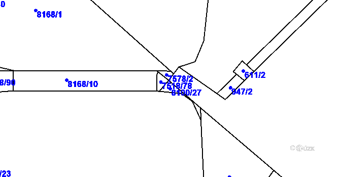 Parcela st. 8100/27 v KÚ Prostějov, Katastrální mapa