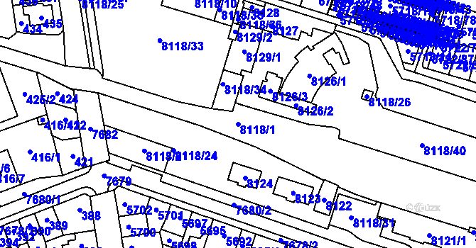 Parcela st. 8118/1 v KÚ Prostějov, Katastrální mapa