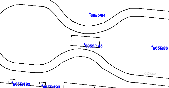 Parcela st. 6055/143 v KÚ Prostějov, Katastrální mapa