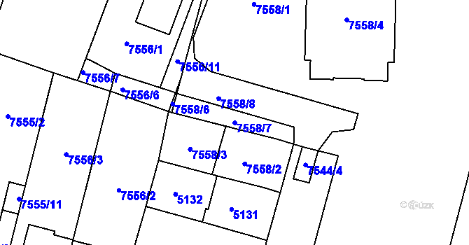 Parcela st. 7558/7 v KÚ Prostějov, Katastrální mapa