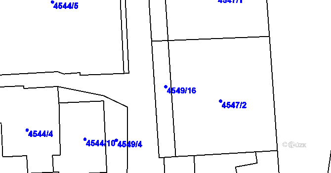 Parcela st. 4549/16 v KÚ Prostějov, Katastrální mapa