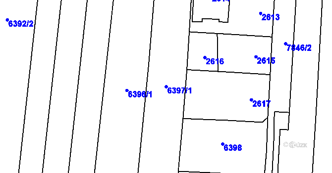 Parcela st. 6397/1 v KÚ Prostějov, Katastrální mapa