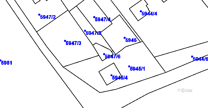 Parcela st. 5947/6 v KÚ Prostějov, Katastrální mapa