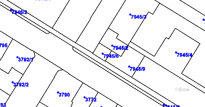 Parcela st. 7945/6 v KÚ Prostějov, Katastrální mapa