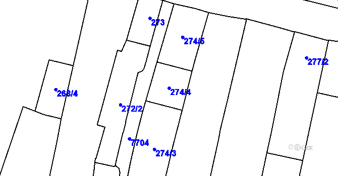 Parcela st. 274/4 v KÚ Prostějov, Katastrální mapa