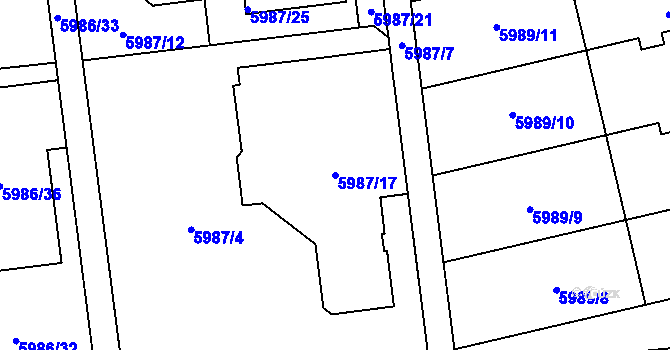 Parcela st. 5987/17 v KÚ Prostějov, Katastrální mapa