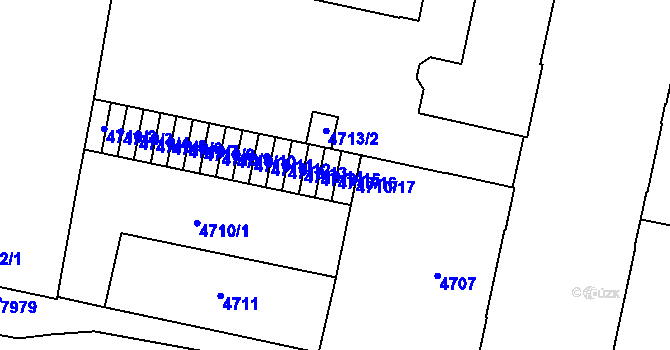 Parcela st. 4710/16 v KÚ Prostějov, Katastrální mapa