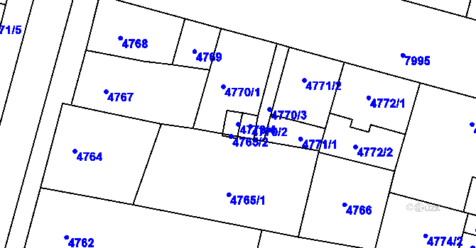 Parcela st. 4770/4 v KÚ Prostějov, Katastrální mapa