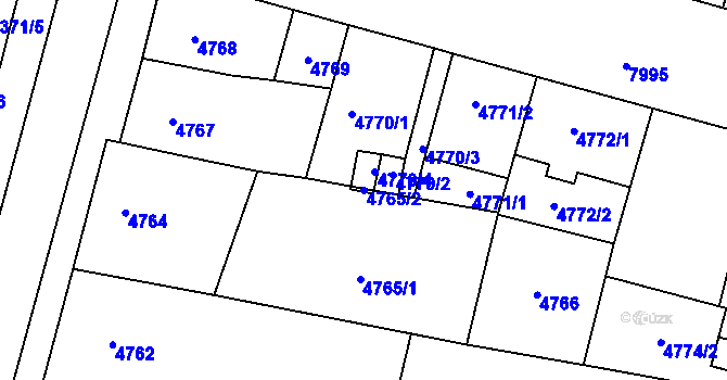 Parcela st. 4765/2 v KÚ Prostějov, Katastrální mapa