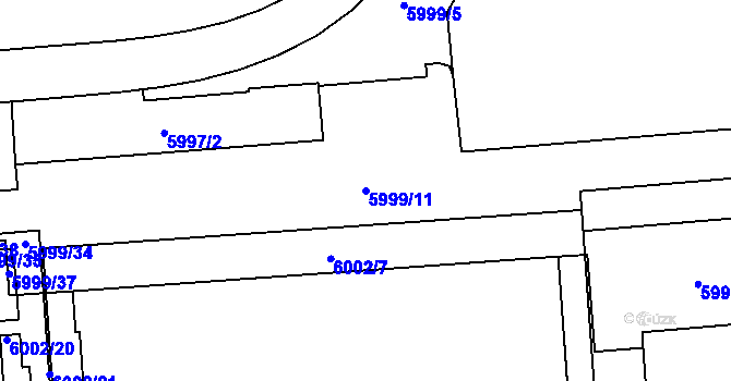 Parcela st. 5999/11 v KÚ Prostějov, Katastrální mapa