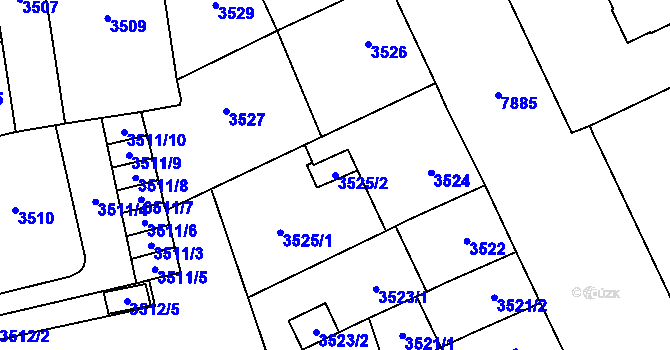 Parcela st. 3525/2 v KÚ Prostějov, Katastrální mapa