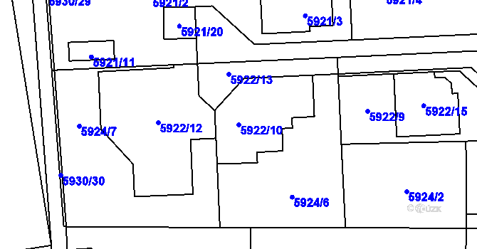 Parcela st. 5922/10 v KÚ Prostějov, Katastrální mapa