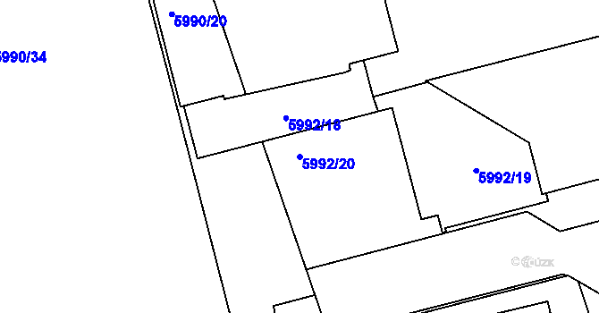 Parcela st. 5992/20 v KÚ Prostějov, Katastrální mapa