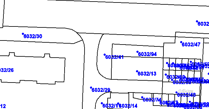 Parcela st. 6032/41 v KÚ Prostějov, Katastrální mapa