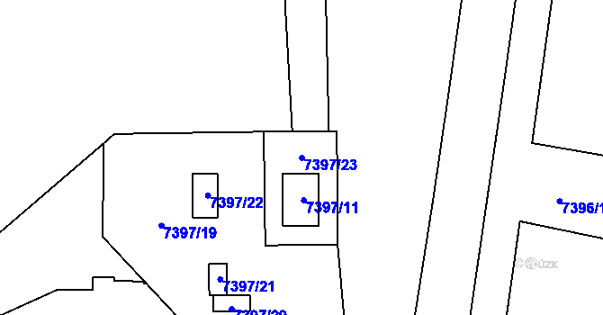 Parcela st. 7397/23 v KÚ Prostějov, Katastrální mapa