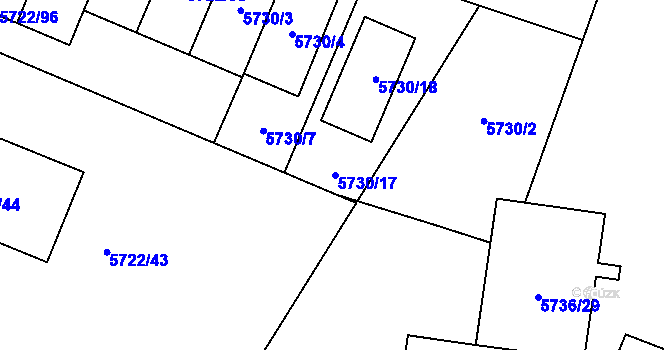 Parcela st. 5730/17 v KÚ Prostějov, Katastrální mapa