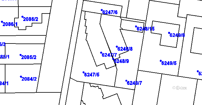 Parcela st. 6247/7 v KÚ Prostějov, Katastrální mapa