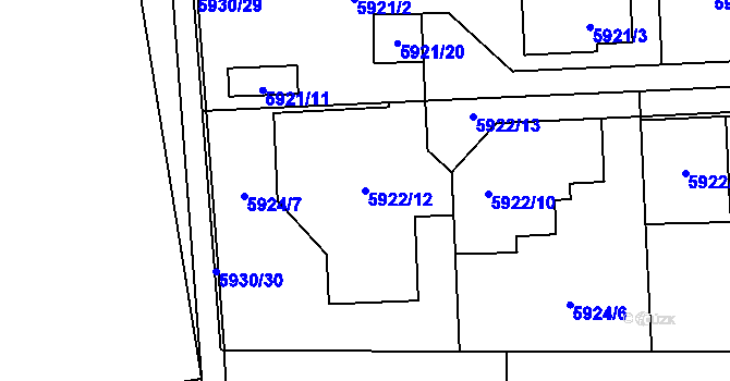 Parcela st. 5922/12 v KÚ Prostějov, Katastrální mapa