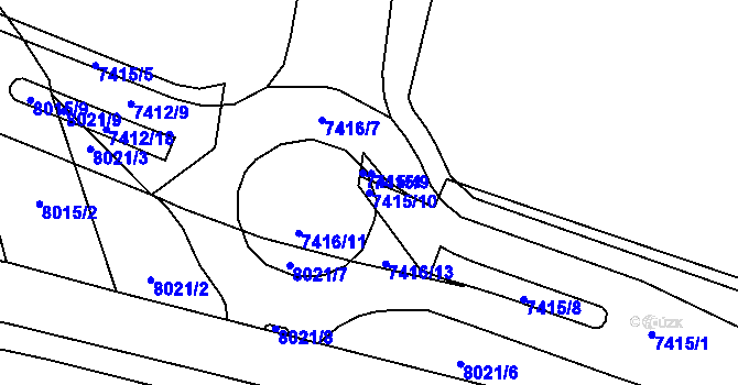 Parcela st. 7415/10 v KÚ Prostějov, Katastrální mapa