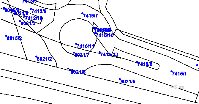 Parcela st. 7416/13 v KÚ Prostějov, Katastrální mapa