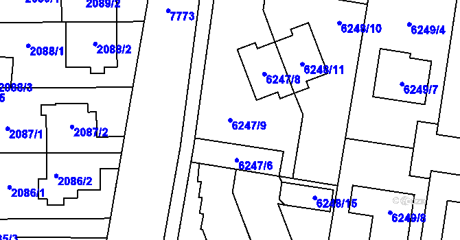 Parcela st. 6247/9 v KÚ Prostějov, Katastrální mapa