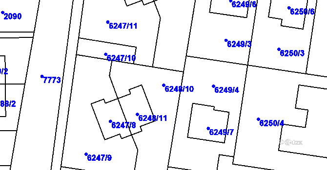Parcela st. 6248/10 v KÚ Prostějov, Katastrální mapa