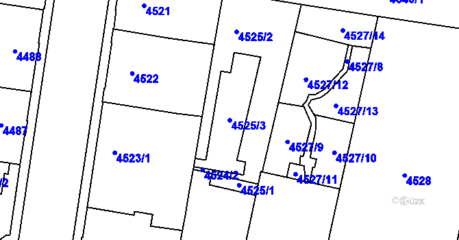 Parcela st. 4525/3 v KÚ Prostějov, Katastrální mapa
