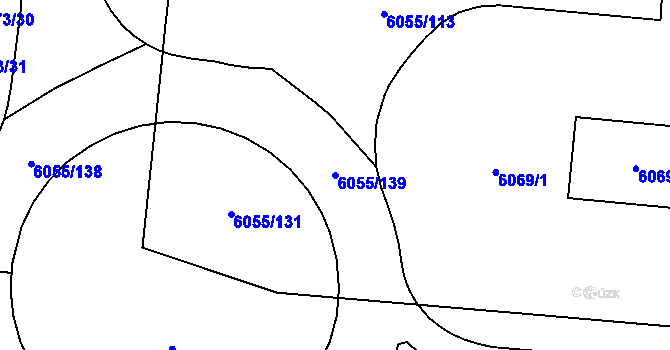 Parcela st. 6055/139 v KÚ Prostějov, Katastrální mapa
