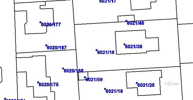 Parcela st. 6021/18 v KÚ Prostějov, Katastrální mapa