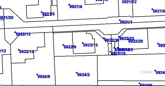 Parcela st. 5922/15 v KÚ Prostějov, Katastrální mapa