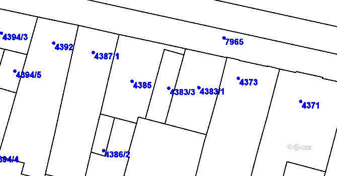 Parcela st. 4383/3 v KÚ Prostějov, Katastrální mapa