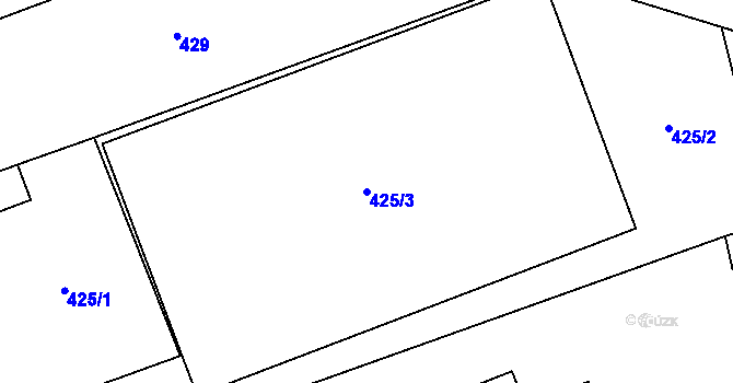 Parcela st. 425/3 v KÚ Prostějov, Katastrální mapa