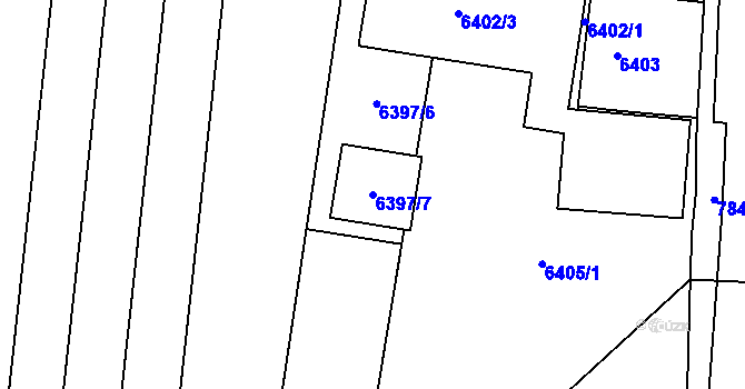 Parcela st. 6397/7 v KÚ Prostějov, Katastrální mapa