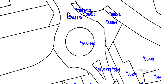 Parcela st. 7631/10 v KÚ Prostějov, Katastrální mapa
